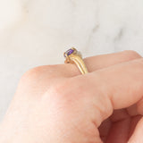 Toi et Moi vintage in oro giallo 9K con ametiste di taglio a cuore (0.80ctw ca.) e diamanti