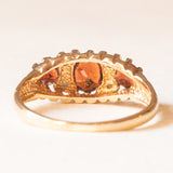 Vintage-Ring aus 9-karätigem Gelbgold mit Granat und Diamant (ca. 0.02 ctw), 60er Jahre