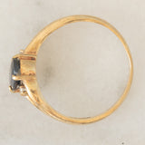 Anello vintage in oro giallo 9K con zaffiro (0.80ct ca.) e diamanti