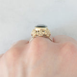 Anello da cocktail vintage in oro giallo 8K con spinello verde (3.80ct ca.), anni ‘70