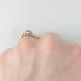 Anel vintage em ouro amarelo 9K com diamantes lapidados brilhantes (0.21ctw aprox.), ano 1977