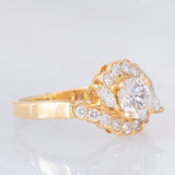 Anello a fiore vintage in oro giallo 18K con diamanti (0.92ctw), anni ‘80