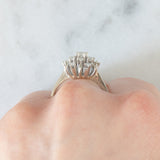 Anello a fiocco di neve in oro bianco 14K con diamanti di taglio brillante (0.50ctw ca.), anni ‘70