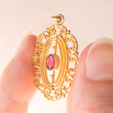 Vintage-Anhänger aus 8-karätigem Gelbgold mit rosa Glaspaste, 50er Jahre