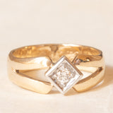 Vintage 9K yellow gold band ring with old European cut diamond (0.10ct approx.), 70s
