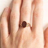 Vintage 14K Gelbgold gravierter Karneol-Siegelring, 60er Jahre