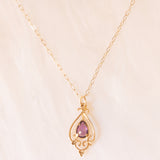 Vintage-Halskette mit 9K-Gelbgoldkette und 9K-Gelbgoldanhänger mit Amethyst (ca. 0.25 ct), ca. 70er/80er Jahre.