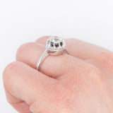 Solitario in oro bianco 18K con diamante di taglio vecchia miniera (0.97ct ca.)