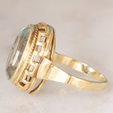 Anello da cocktail vintage in oro giallo 14K con acquamarina (5ct ca.), anni ‘60