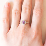 Vintage-Gänseblümchenring aus 9-karätigem Gelb- und Weißgold mit Amethyst (ca. 0.30 ct) und Diamanten (ca. 0.14 ct), 70er Jahre