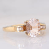 Anello da cocktail vintage in oro giallo 8K con morganite (1.50ct ca.) e diamanti