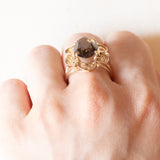 Vintage-Cocktailring aus 14-karätigem Gelbgold mit Rauchquarz (ca. 5.80 Karat), 60er Jahre