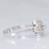 Anello a fiocco di neve vintage in oro bianco 14K con diamanti di taglio brillante (0.71ctw ca.), anni ‘60/‘70