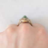 Anello da cocktail vintage in oro giallo 8K con pietra verde acqua, anni ‘70