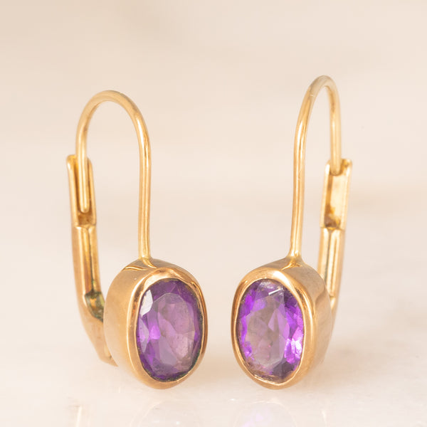 Orecchini vintage in oro giallo 8K e ametiste (0.60ctw ca.)