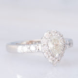 Anello a margherita a goccia in platino con diamanti (1.12ctw), anni ‘90