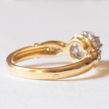 Antiguo anillo francés de oro amarillo y blanco de 18 quilates con diamantes (talla brillante central de aproximadamente 0.28 quilates), años 30/40