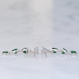 Vintage platinum drop earrings with pear-cut diamonds (0.58ctw) and heart-cut tsavorites (1.36ctw), 90s
