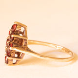 Anello vintage in oro giallo 9K con granati (0.90ctw ca.), anno 1978
