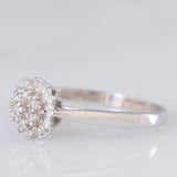 Anello a fiore vintage in oro bianco 9K con diamanti (0.10ctw ca.), anni ‘80