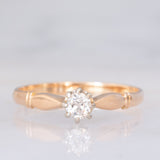 Solitario antico in oro giallo 14K con diamante di taglio vecchia miniera (0.20ct ca.), anni ‘10