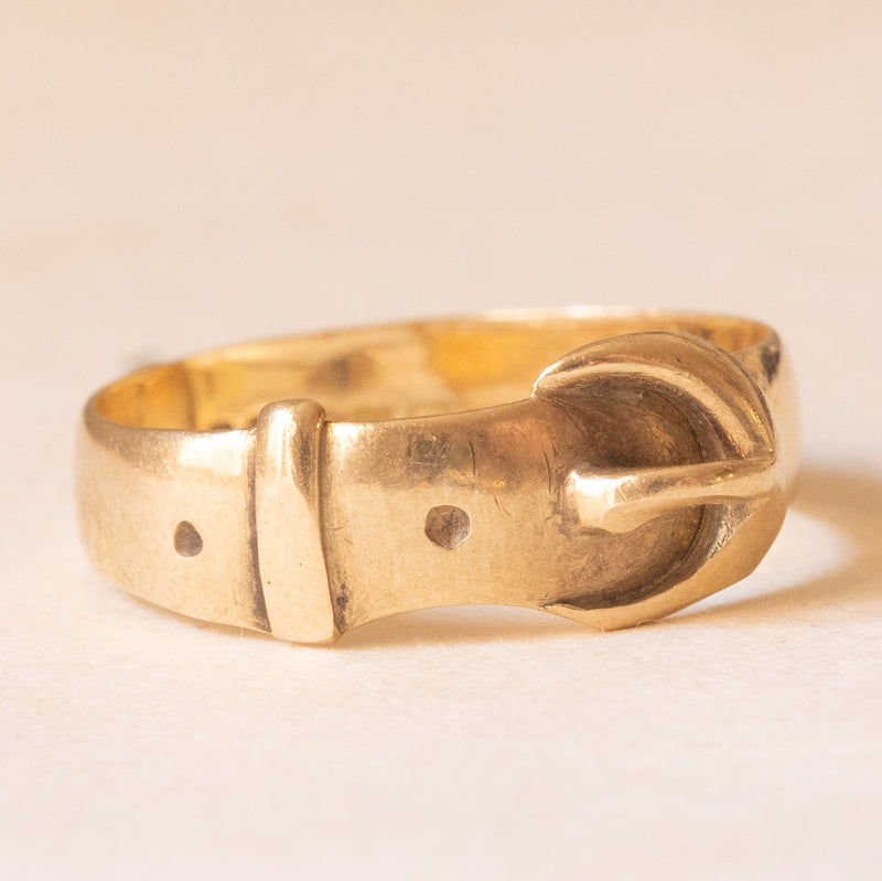 Anello Vittoriano a forma di cintura con fibbia in oro giallo 9K, anno 1855-1856