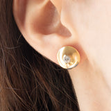 Boucles d'oreilles vintage en or jaune 18 carats et diamants taille brillant (environ 0.35 ct), années 70