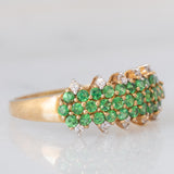 Anello in oro giallo 9K con tsavoriti (0.65ctw ca.) e zaffiri bianchi