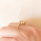 Solitario vintage in oro giallo 9K con quarzo citrino (1ct ca.), anno 1981