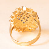 Anello vintage in oro giallo e bianco 8K con zaffiri (0.60ctw ca.) e diamanti, anni ‘80