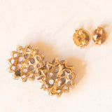 Vintage-Ohrringe aus 9-karätigem Gelbgold mit Tansaniten (ca. 1 Karat), 70er/80er Jahre