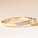 Solitario vintage in oro giallo 9K con diamanti (0.20ctw ca.), anno 1998