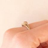 Vintage 9K yellow and white gold ring with rubies (0.20ctw approx.) and diamonds (0.03ctw approx.), 70s/80s