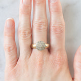 Anello a fiore e a fascia in oro giallo 14K con diamanti di taglio brillante (0.70ctw ca.), anni ‘70