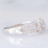 Anello a fascia e a fiore in platino con diamanti (1ctw), anni ‘90
