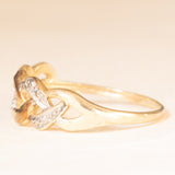Anello “Keeper” (custode) vintage in oro giallo e bianco 9K con diamanti, anni ‘50/‘60
