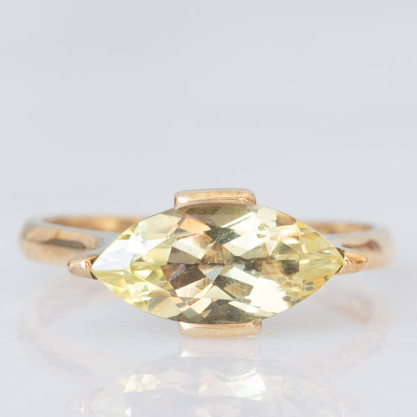 Anello da cocktail vintage in oro giallo 8K con quarzo citrino di taglio marquise (1.70ct ca.), anni ‘70/‘80