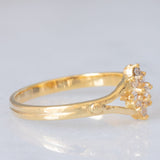 Anello a fiore vintage in oro giallo 14K con diamanti di taglio brillante (0.09ctw ca.), anni ‘60/‘70