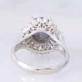 Anello ballerina vintage in platino con zaffiro stellato (4.59ct) e diamanti (0.85ctw), anni '90