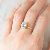 Anello da cocktail vintage in oro giallo 18K con acquamarina (3.50ct ca.), anni ‘60