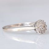 Anello a fiore vintage in oro bianco 9K con diamanti (0.10ctw ca.), anni ‘70/‘80