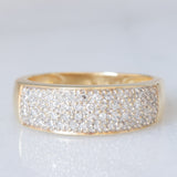 Anello a fascia vintage in oro giallo 14K con pavé di diamanti (0.50ctw ca.), anni ‘70