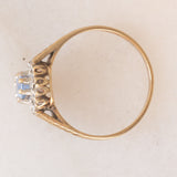 Anello a margherita in oro giallo 9K con zaffiro (0.35ct ca.) e diamanti (0.04ctw ca.), anno 1991