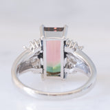 Anello in platino con tormalina watermelon (2.60ct) e diamanti (0.44ctw), anni ‘2000