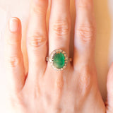 Vintage-Gänseblümchenring aus 14-karätigem Gelb- und Weißgold mit Smaragd (ca. 6 Karat) und Diamanten (ca. 0.85 Karat), 60er Jahre