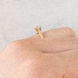 Solitario antico in oro giallo 14K con diamante di taglio vecchia miniera (0.20ct ca.), anni ‘10