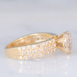 Anello a fiore in oro giallo 18K con diamanti di taglio brillante (1ctw), anni ‘70/‘80