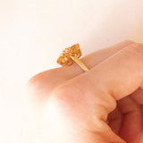 Anello a fiore vintage in oro giallo 9K con quarzi citrini(1.30ctw ca.)
