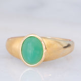 Anello a fascia vintage in oro giallo 9K con crisoprasio, anni ‘80