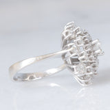 Anello a fiocco di neve vintage in oro bianco 18K con diamanti di taglio brillante (1.33ctw ca.), anni ‘70